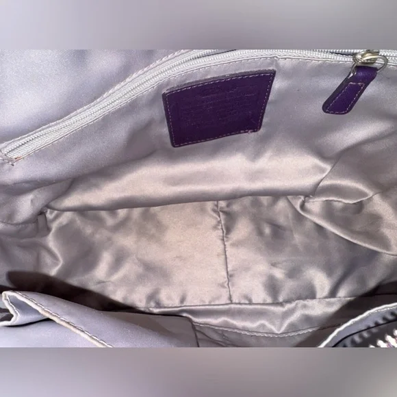 COACH Purple Chevron Patchwork Bag #F17614 - Picture 8 of 11